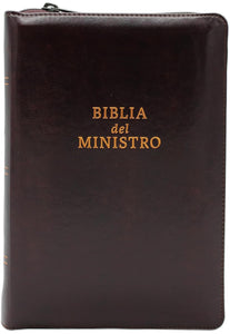Biblia del Ministro Reina Valera 1960 Letra grande 14 pts, tamaño Manual, con cierre, indice, en semil piel color Vino Oscuro y estuche de proteccion. Edicion Limitada
